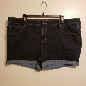 Ava & Viv | Plus Size Dark Wash Midi Jean Shorts